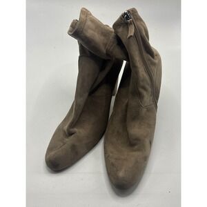 Steve Madden Taupe Suede Block Heel Ankle Boots Side Zip Women Size 13